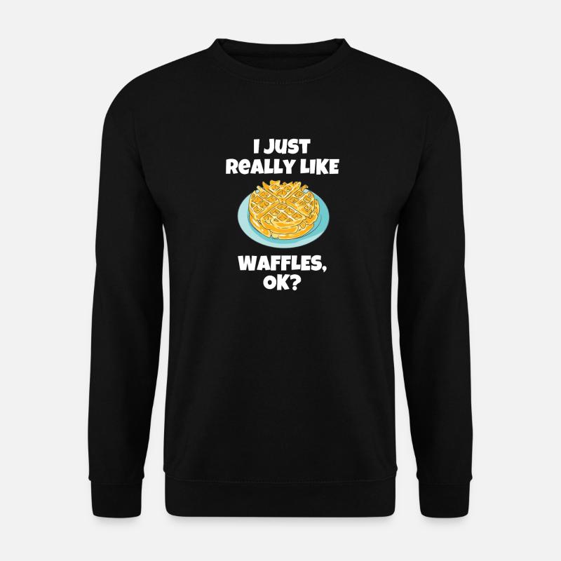 Ich liebe Waffeln Frühstück essen Geschenk Spruch - Unisex Pullover - Schwarz