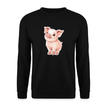 Schwein Ferkel - Unisex Pullover - Schwarz - Vorne - Alina (178cm) & Michal (187cm)