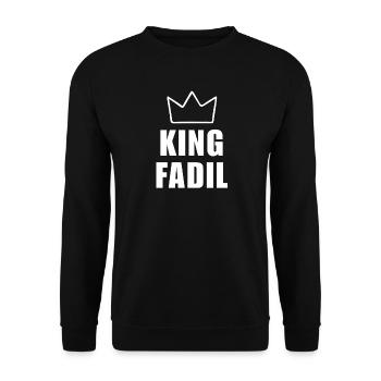 Fadil Name mit Buchstabe F - King Crown Hemd - Unisex Pullover - Schwarz - Vorne - Alina (178cm) & Michal (187cm)