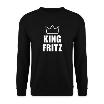 Fritz Name mit Buchstabe F - King Crown Hemd - Unisex Pullover - Schwarz - Vorne - Alina (178cm) & Michal (187cm)