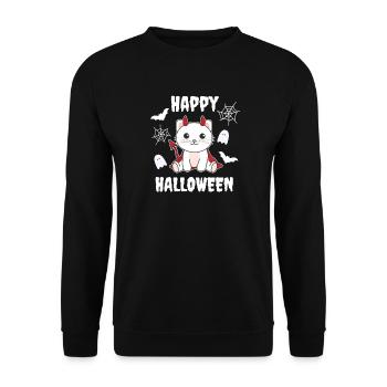 Costume de diable pour chat joyeux Halloween - Sweat-shirt Unisexe - noir - Devant - Alina (178cm) & Michal (187cm)