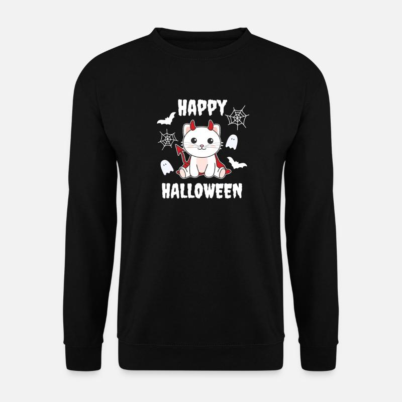 Cat Happy Halloween Devil Costume - Unisex Sweatshirt - black