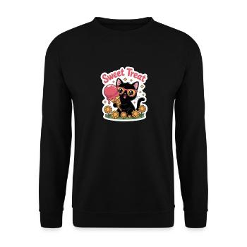 Sweet Treat Schwarze Katze Mit Eis Sommer - Unisex Sweatshirt - black - Front - Alina (178cm) & Michal (187cm)