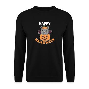 Rhino Happy Halloween Pumpkin Bat Costume - Unisex Sweatshirt - black - Front - Alina (178cm) & Michal (187cm)