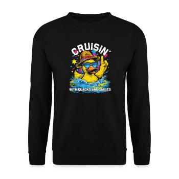 Rubber duck crew enjoys cruise - Unisex Sweatshirt - black - Front - Alina (178cm) & Michal (187cm)