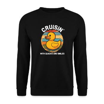 Rubber duck crew enjoys cruise - Unisex Sweatshirt - black - Front - Alina (178cm) & Michal (187cm)