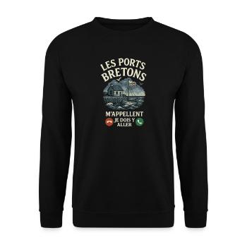 Brittany Breton Ports Call Me Humour - Unisex Sweatshirt - black - Front - Alina (178cm) & Michal (187cm)