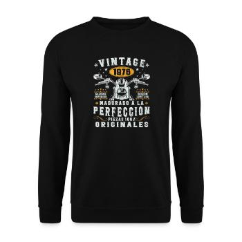 50 Jahre 1976 Vintage Geburtstagsgeschenk - Unisex Pullover - Schwarz - Vorne - Alina (178cm) & Michal (187cm)