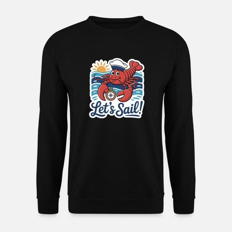 Hummer-Seemann mit Kompass-Illustration - Unisex Pullover - Schwarz