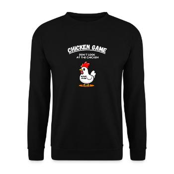 Jeu de poulet amusant Chicken Laugh Party Fun Gamer - Sweat-shirt Unisexe - noir - Devant - Alina (178cm) & Michal (187cm)