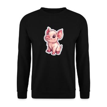 Schwein Ferkel - Unisex Pullover - Schwarz - Vorne - Alina (178cm) & Michal (187cm)