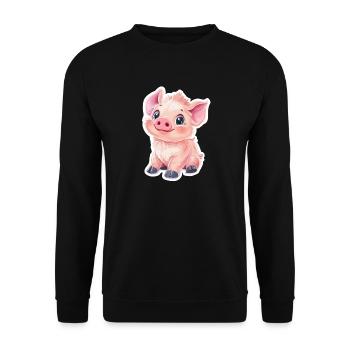Schwein Ferkel - Unisex Pullover - Schwarz - Vorne - Alina (178cm) & Michal (187cm)