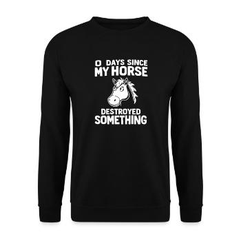 0 Days Since My Horse Destroyed Something Fun - Unisex Sweatshirt - black - Front - Alina (178cm) & Michal (187cm)