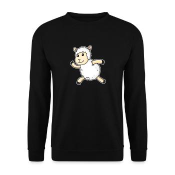 Funny sheep running - Unisex Sweatshirt - black - Front - Alina (178cm) & Michal (187cm)