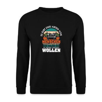 Camper Camping Wohnwagen Spruch - Unisex Pullover - Schwarz - Vorne - Alina (178cm) & Michal (187cm)