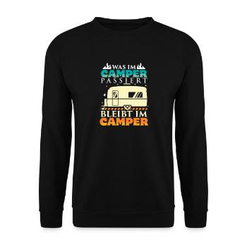 Camper Camping Caravan Saying - Unisex Sweatshirt - black - Front - Alina (178cm) & Michal (187cm)