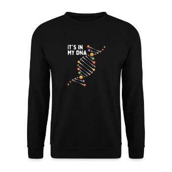 Es liegt in meiner DNA Lustiger Poolspieler Queue Sport - Unisex Pullover - Schwarz - Vorne - Alina (178cm) & Michal (187cm)