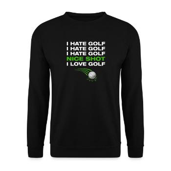 I love golf Golfer Golf Golfing - Unisex Sweatshirt - black - Front - Alina (178cm) & Michal (187cm)