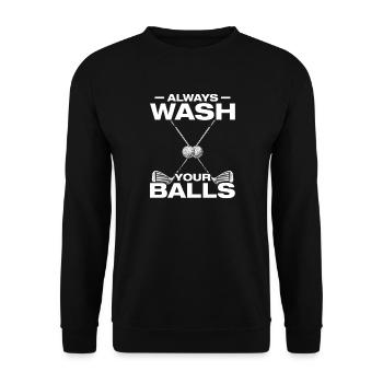 Always wash your balls Golfer Golf Golfing - Unisex Sweatshirt - black - Front - Alina (178cm) & Michal (187cm)