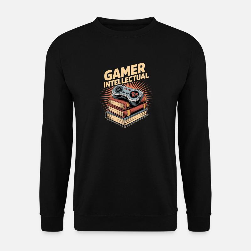 Gamer Intellectual Controller Bücherstapel - Unisex Pullover - Schwarz