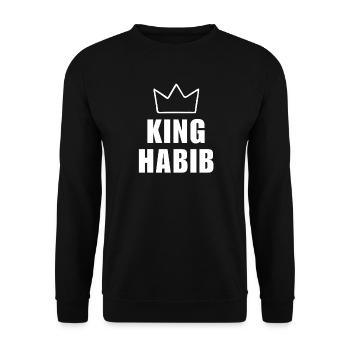Nom Habib avec la lettre H - T-shirt King Crown - Sweat-shirt Unisexe - noir - Devant - Alina (178cm) & Michal (187cm)