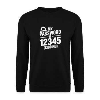 Mein Passwort ist 12345 (Scherz) - Unisex Pullover - Schwarz - Vorne - Alina (178cm) & Michal (187cm)