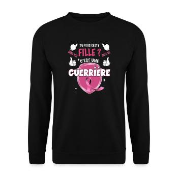 Pink October Breast Cancer Ribbon Warrior - Unisex Sweatshirt - black - Front - Alina (178cm) & Michal (187cm)