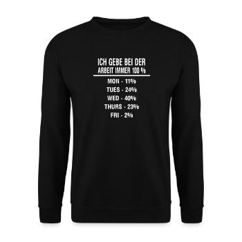 Humorvoller Arbeitstag Wochenplan - Unisex Pullover - Schwarz - Vorne - Alina (178cm) & Michal (187cm)