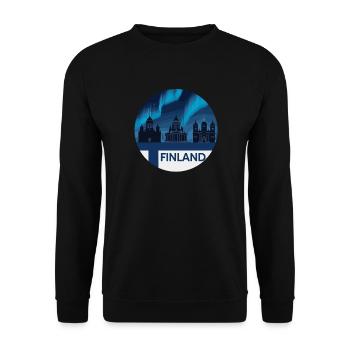 Silhouette d'aurores boréales au-dessus de la Finlande avec - Sweat-shirt Unisexe - noir - Devant - Alina (178cm) & Michal (187cm)