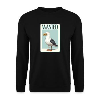 Je recherche une mouette avec des frites - Sweat-shirt Unisexe - noir - Devant - Alina (178cm) & Michal (187cm)