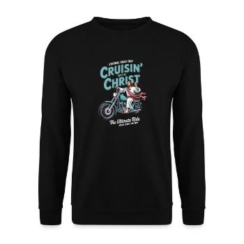 Cruisin' With Christ Motorcycle Christian - Unisex Sweatshirt - black - Front - Alina (178cm) & Michal (187cm)