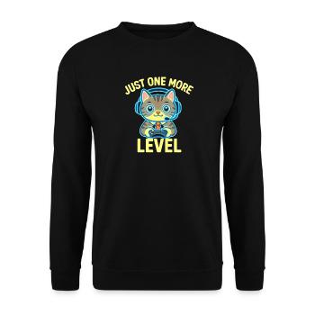  Gamer-Katze – Nur noch ein Level - Unisex Pullover - Schwarz - Vorne - Alina (178cm) & Michal (187cm)