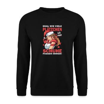 Weihnachten Merry Christmas Weihnachtsoutfit  - Unisex Pullover - Schwarz - Vorne - Alina (178cm) & Michal (187cm)