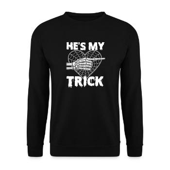 He's My Trick Funny Halloween Couple - Unisex Sweatshirt - black - Front - Alina (178cm) & Michal (187cm)