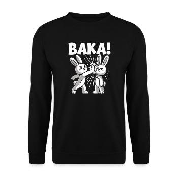 Get Out Unnecessary Social Contact Baka Anime - Unisex Sweatshirt - black - Front - Alina (178cm) & Michal (187cm)