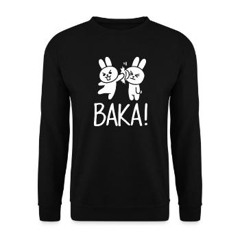 Get Out Unnecessary Social Contact Baka Anime - Unisex Sweatshirt - black - Front - Alina (178cm) & Michal (187cm)
