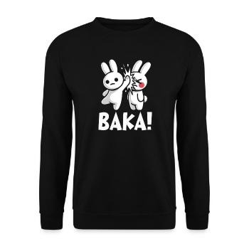 Get Out Unnecessary Social Contact Baka Anime - Unisex Sweatshirt - black - Front - Alina (178cm) & Michal (187cm)