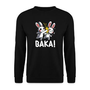 Get Out Unnecessary Social Contact Baka Anime - Unisex Sweatshirt - black - Front - Alina (178cm) & Michal (187cm)