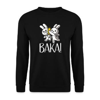 Get Out Unnecessary Social Contact Baka Anime - Unisex Sweatshirt - black - Front - Alina (178cm) & Michal (187cm)