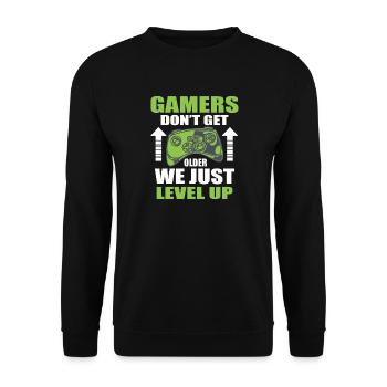 Gamer Level Up Motivierendes Design - Unisex Pullover - Schwarz - Vorne - Alina (178cm) & Michal (187cm)