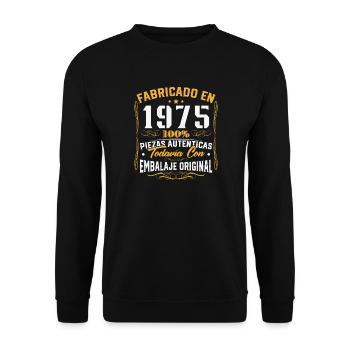 Manufactured 1975 Vintage Retro Birthday Gift - Unisex Sweatshirt - black - Front - Alina (178cm) & Michal (187cm)