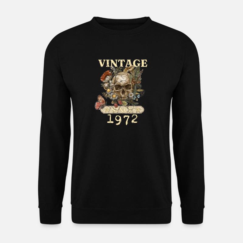 1972 Schmetterlinge Blumen Und Schädel - Unisex Pullover - Schwarz