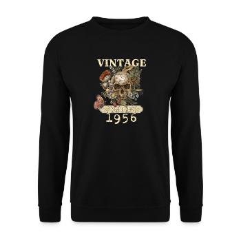 1956 Schmetterlinge Blumen Und Schädel - Unisex Pullover - Schwarz - Vorne - Alina (178cm) & Michal (187cm)