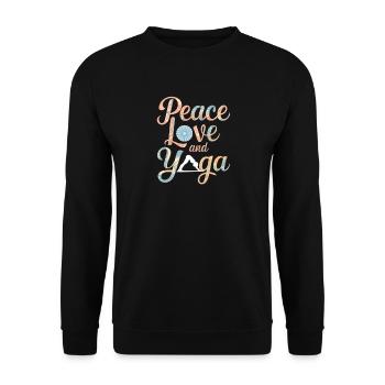 Peace Love and Yoga Flourish Design - Unisex Sweatshirt - black - Front - Alina (178cm) & Michal (187cm)