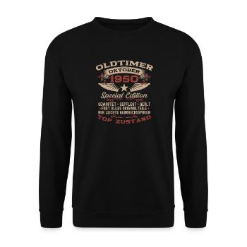 Cadeau 75ème anniversaire Voiture Ancienne Octobre 1950 - Sweat-shirt Unisexe - noir - Devant - Alina (178cm) & Michal (187cm)