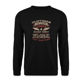 Cadeau 65ème anniversaire Voiture Ancienne Octobre 1960 - Sweat-shirt Unisexe - noir - Devant - Alina (178cm) & Michal (187cm)