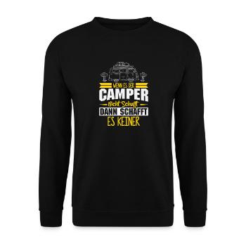 Camper Camping Wohnwagen Spruch - Unisex Pullover - Schwarz - Vorne - Alina (178cm) & Michal (187cm)