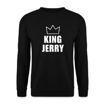 Jerry Name avec lettre J - Chemise King Crown - Sweat-shirt Unisexe - noir - Devant - Alina (178cm) & Michal (187cm)