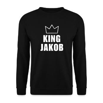 Nom Jakob avec lettre J - Chemise King Crown - Sweat-shirt Unisexe - noir - Devant - Alina (178cm) & Michal (187cm)