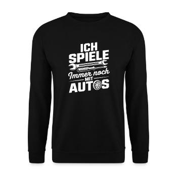 Lustiger Spruch für Mechaniker - Unisex Pullover - Schwarz - Vorne - Alina (178cm) & Michal (187cm)